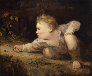 Chłopiec grający w kulki, ca. 1858.