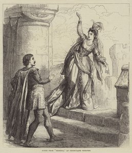 Scena z Rebeki, w Drury-Lane Theatre autorstwa David Henry Friston