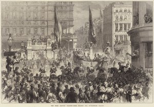 Szach odjeżdżający ze stacji Charing-Cross do Pałacu Buckingham autorstwa David Henry Friston