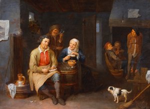 Wnętrze karczmy z palącymi chłopami, 1647 autorstwa David III Ryckaert