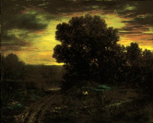 Krajobraz rzeczny o zachodzie słońca, ca. 1890. autorstwa David Johnson