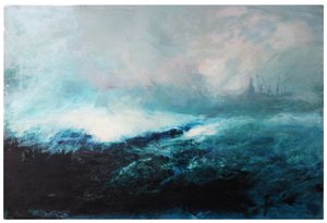 Pejzaż morski; 2015 Mixed Media na panelu drewnianym