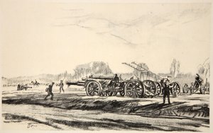 Szpital karabinowy, ilustracja z "The Western Front", wyd. przez Country Life Ltd. autorstwa David Muirhead Bone