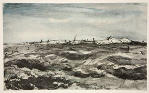 Via Dolorosa: Farma Mouquet, ilustracja z "Frontu Zachodniego", wyd. przez Country Life Ltd. autorstwa David Muirhead Bone