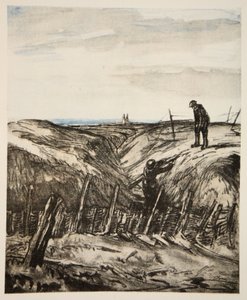 Zrujnowany okop, ilustracja z książki "The Western Front", wyd. przez Country Life Ltd.