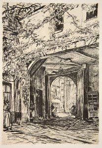 Spotkanie armii we Francji, ilustracja z "The Western Front", wyd. przez Country Life Ltd. autorstwa David Muirhead Bone