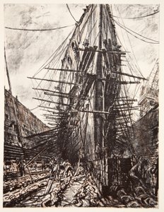HMS Lion w suchym doku, ilustracja z "The Western Front", wyd. przez Country Life Ltd.