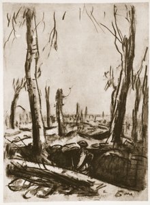 Zrujnowane okopy w Mametz Wood, ilustracja z "The Western Front", wyd. przez Country Life Ltd.