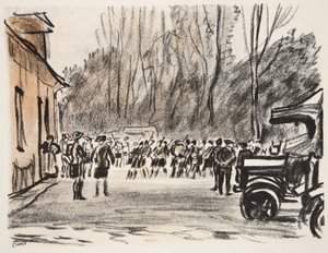 Scottish Pipers, ilustracja z "The Western Front", wyd. przez Country Life Ltd