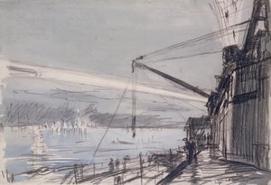 Reflektor w Scapa Flow (akwarela na papierze) autorstwa David Muirhead Bone