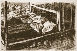 Śpiący ranni znad Sommy, ilustracja z "The Western Front", wyd. przez Country Life Ltd. autorstwa David Muirhead Bone