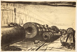 Kilka wspaniałych dział, ilustracja z "The Western Front", wyd. przez Country Life Ltd. autorstwa David Muirhead Bone