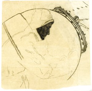 Study for Winter Mine-Laying off Iceland, ok. 1942, kat. 5 (ołówek na kalce kreślarskiej) autorstwa David Muirhead Bone