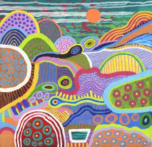 Floating World Valley, 2021 (akryl i pastel olejny na płótnie) autorstwa David Newton