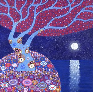 Midnight Moon, 2016 (akryl na płótnie) autorstwa David Newton