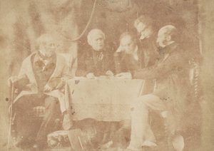 Sir David Brewster, Earle Monteith, Dr. Welsh i dwóch innych, 1843-47. Twórcy: David Octavius Hill, Robert Adamson, Hill & Adamson. autorstwa Hill and Adamson