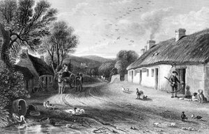 Burns Cottage, ilustracja z „Land of Burns” Johna Wilsona, opublikowana w 1840 r.