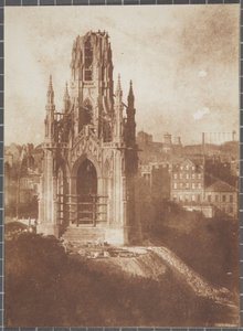 Scott Monument, Edynburg, w trakcie budowy, 1840-44 (odbitka na solonym papierze z negatywu kalotypu)