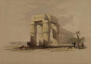W Luksorze, Tebach, Górnym Egipcie, z „Egipt i Nubia”, tom 1 (lit) autorstwa David Roberts