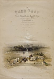 Baalbec iš fontano, 1839 m. gegužės 7 d., „Šventosios žemės“ II tomo titulinis puslapis, išgraviruotas Louis Haghe (1806–1885) pub. 1843 poli autorstwa David Roberts