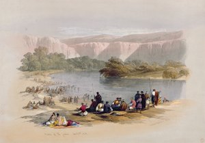 Brzegi Jordanu, 2 kwietnia 1839, tablica 48 z tomu II „Ziemia Święta”, sztychowana przez Louisa Haghe (1806-1885) wyd. 1843 autorstwa David Roberts