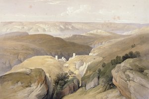 Klasztor św. Saby, kwiecień 1839, z tomu II „Ziemia Święta”; grawerowane przez Louisa Haghe (1806-1885) opublikowane w Londynie, 1842 autorstwa David Roberts