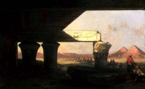 Egipski krajobraz z odległym widokiem na piramidy autorstwa David Roberts
