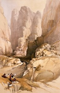 Wejście do Petry, 10 marca 1839, tablica 98 z III tomu "Ziemi Świętej", rytował Louis Haghe (1806-85), wyd. 1849