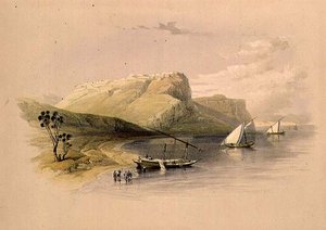 Twierdza Ibrim, Nubia, z „Egiptu i Nubii”, tom 1 (lito) autorstwa David Roberts