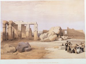 Fragmenty wielkich Kolosów, w Memnonium, w „Ziemi Świętej”, Londyn 1849 autorstwa David Roberts