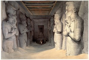 Gigantyczne wapienne posągi Ramzesa II, Świątynia Ramzesa, Abu Simbel, Egipt, 1836 autorstwa David Roberts