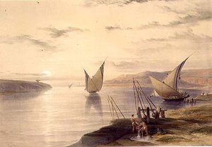 Hager Setsilis, z „Egiptu i Nubii”, tom 1 (lito) autorstwa David Roberts