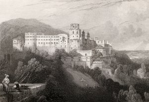 Zamek w Heidelbergu, Heidelberg, rytowany przez J.T.Willmore