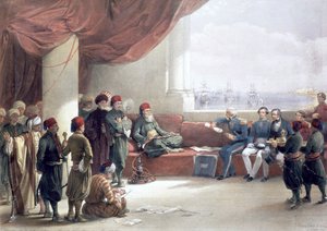 Wywiad z wicekrólem Egiptu w jego pałacu, Aleksandria, Egipt, 12 maja 1839, XIX wiek autorstwa David Roberts