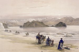 Isle of Graie, Gulf of Akabah, Arabia Petraea, 27 lutego 1839, tablica 108 z tomu III "The Holy Land", rytował Louis Haghe (1806-85) pub. 1849 autorstwa David Roberts
