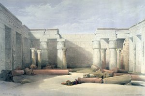 Medinet Abu - Teby, 5 grudnia 1832 r.: litografia według akwareli szkockiego artysty Davida Robertsa (1796-1864). Archeologia starożytnego Egiptu autorstwa David Roberts