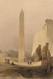 Obelisk w Luksorze, z „Egiptu i Nubii”, tom 1 (lito) autorstwa David Roberts