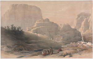 Petra, dolny kraniec doliny, widok na Akropol autorstwa David Roberts