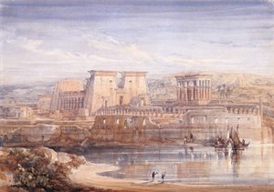 Philae: Huk Visión De los Templos Desde el Sur (acuarela y gouache yuraq raphipi)pulido autorstwa David Roberts