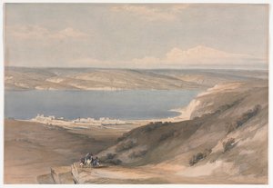 Morze Galilejskie w Genezarecie w kierunku Baszanu, 1839. autorstwa David Roberts