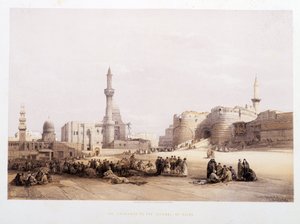 Wejście do Cytadeli Kairskiej (Kair) - w „Ziemi Świętej” Davida Robertsa, Londyn 1849 autorstwa David Roberts