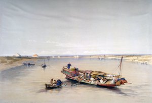 Nil w kierunku piramid Dahszur i Sakkary, XIX w. autorstwa David Roberts
