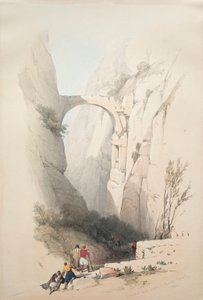 Łuk Triumfalny przecinający wąwóz prowadzący do Petra autorstwa David Roberts