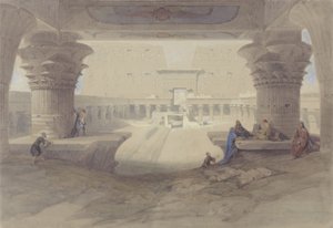 Widok spod portyku świątyni Edfu, Górny Egipt autorstwa David Roberts