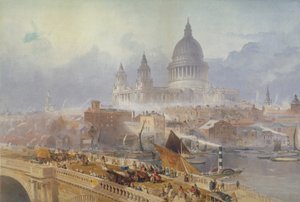 Widok na most Blackfriars i katedrę św. Pawła, Londyn, 1840 autorstwa David Roberts