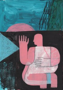 Black And Blue 4, 2023 (mieszana farba na papierze)