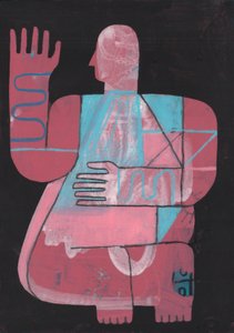 Black And Blue 5, 2023 (mieszana farba na papierze)
