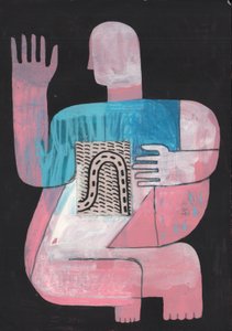 Black And Blue 6, 2023 (mieszana farba na papierze)