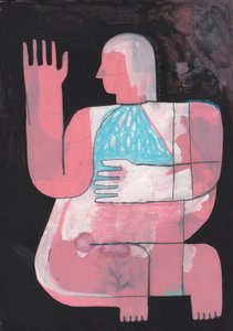 Black And Blue 7, 2023 (mieszana farba na papierze)