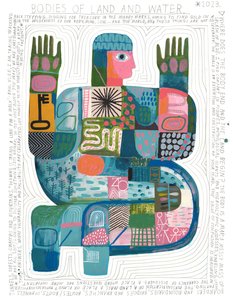 Bodies Of Land And Water, 2023 (akryl i ołówek na papierze) autorstwa David Shillinglaw